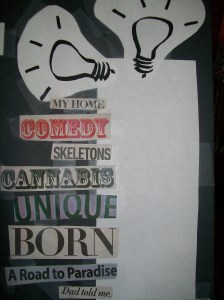 I like this little corner of the Visionboard. Often as I'm writing in my journal I'll think of an idea like "Choose Your Own Adventure" ending and I'll just write that and a light bulb to signify "idea". Well, now I have an "idea" corner. For all my ideas about my memoir. It helps. I think.