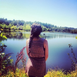 Me standing at Moonglade Lake, a stone's throw from my new rental in the country